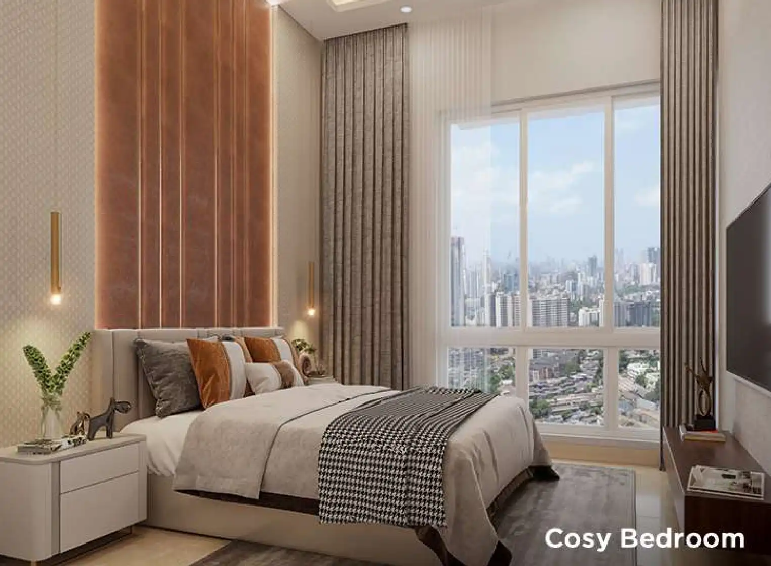 Queens Necklace Upper Kharghar sample flat bedroom