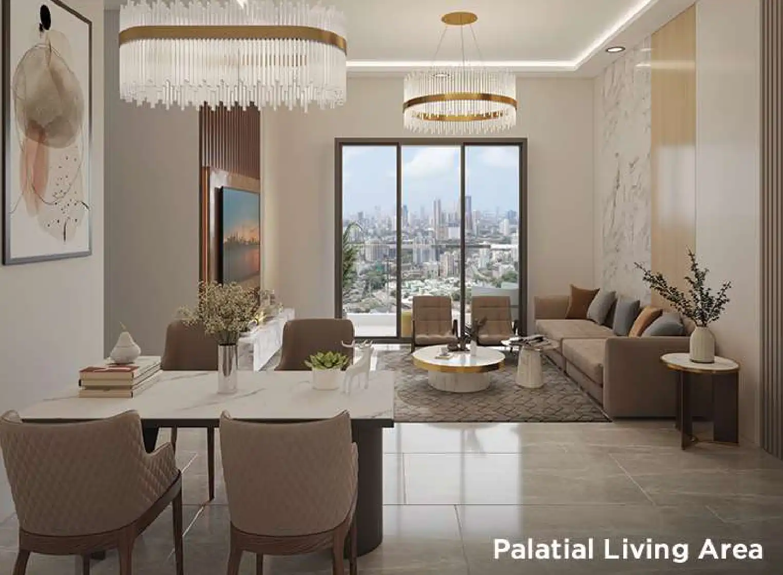 Queens Necklace Upper Kharghar sample flat living room